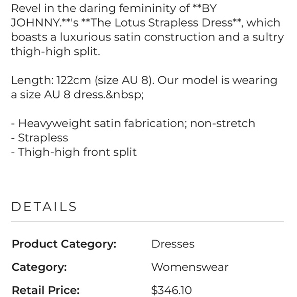 Brand New By Johnny The Lotus Strapless Dress - Picture 7 of 12